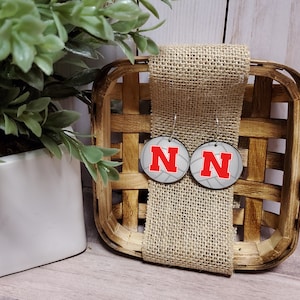 Nebraska Huskers Sport Drop Earrings, Dangle Earrings, Sport Earrings, Husker Earrings, Nebraska Husker Earrings