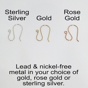 May include: Three earring hooks in different metal finishes: sterling silver, gold, and rose gold. Lead and nickel-free.