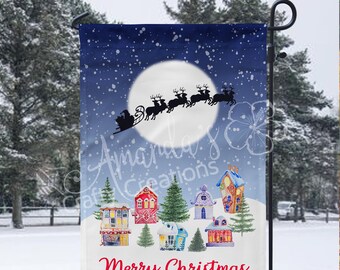 Christmas Garden Flag, Garden Flag, Garden Decor, Christmas Decor, Home Decor, Christmas Decorations, Christmas Village, Winter Decor