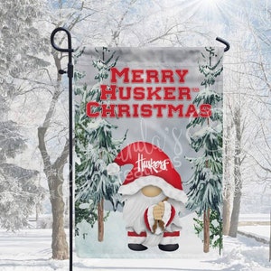 Nebraska Huskers, Nebraska Flag, Nebraska Garden Flag, Christmas, Santa, Home Decor, Husker gift, Husker fan