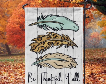 Fall Garden Flag, Garden Flag, Garden Decor, Fall Decor, Fall Home Decor, Fall Decorations, Feather Flag, Be Thankful, Garden Sign