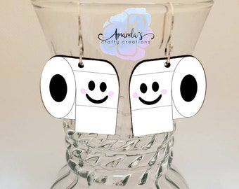 Toilet Paper Earrings, Dangle Earrings, Funny Toilet Paper Earrings, TP Earrings, Toilet Paper earrings jewelry