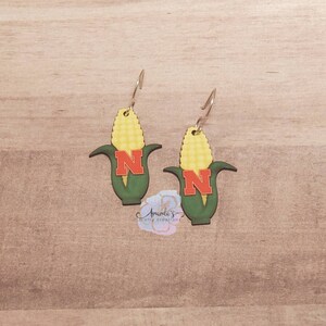 Nebraska Huskers Drop Earrings, Dangle Earrings, Corn Cob Jewelry, Husker Fan Accessories