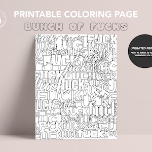 Montón de F*cks / Página para colorear imprimible para adultos / Coloración digital / Descarga instantánea / ¡ACTUALIZADO!