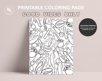 Good Vibes Only | Adult Printable Coloring Page| Bachelorette Party | Date Night | Digital Coloring | Instant Download