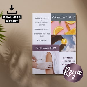 Vitamin Injektion Poster DOWNLOAD PDF JPEG - Vitamin Drios Salon Flyer Werbeposter - Sofortiger Druck zu Hause - beliebige Größe