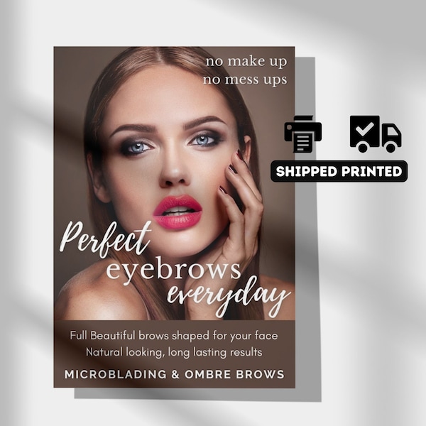 Microblading + Ombre Brows Poster SMPU Microblade Printed - A4 A3 A2 A1 A0 Print Customisation Beauty Salon Flyer, Brow Decor