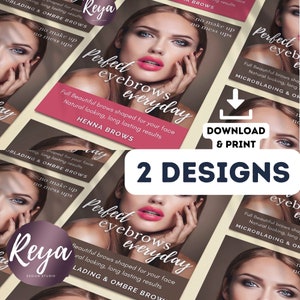 Microblading + Ombre + Henna Brows Poster BUNDLE - Instant Download pack - PDF & JPEG - Printable. Customisation Beauty Salon Flyer