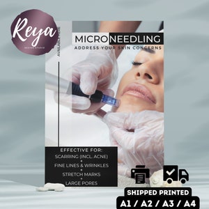 MICRONEEDLING POSTER PRINTED- A4 A3 A2 A1 A0 Print- Flyer Werbung- Skin Pen, Scarring, microneedling, Dr.Pen