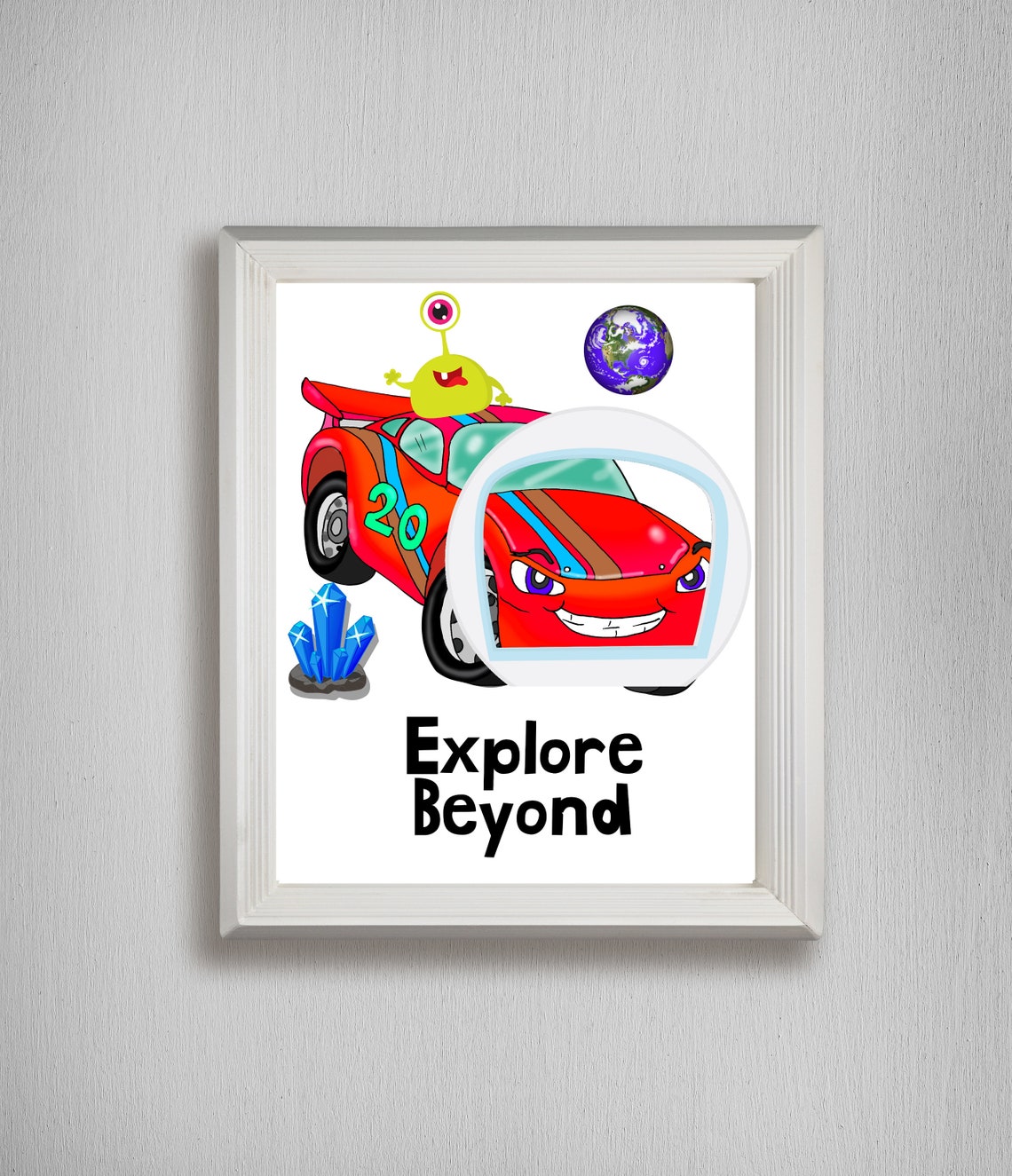 Childrens Wall Decor Set Of 4 Vehicles Wall Art Race Car Etsy