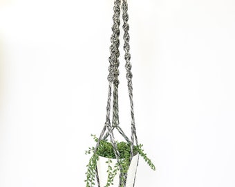 Black and White Macrame Plant Hanger