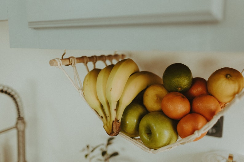 The Original Macrame Fruit Hammock, Hanging Fruit Basket image 3