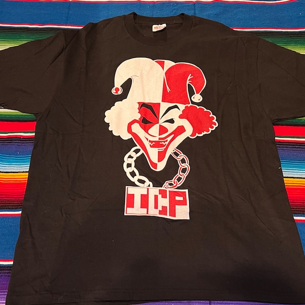 Collectible 90s Insane Clown Posse ICP Jokers Carnival of Carnage tshirt, Hanes tee adult XL, black with graphics, 46-48, rare shirt