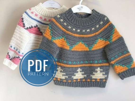 Crochet Pattern Crochet Baby Clothes Ugly Christmas Sweater Women Baby Boy Sweater Color Block