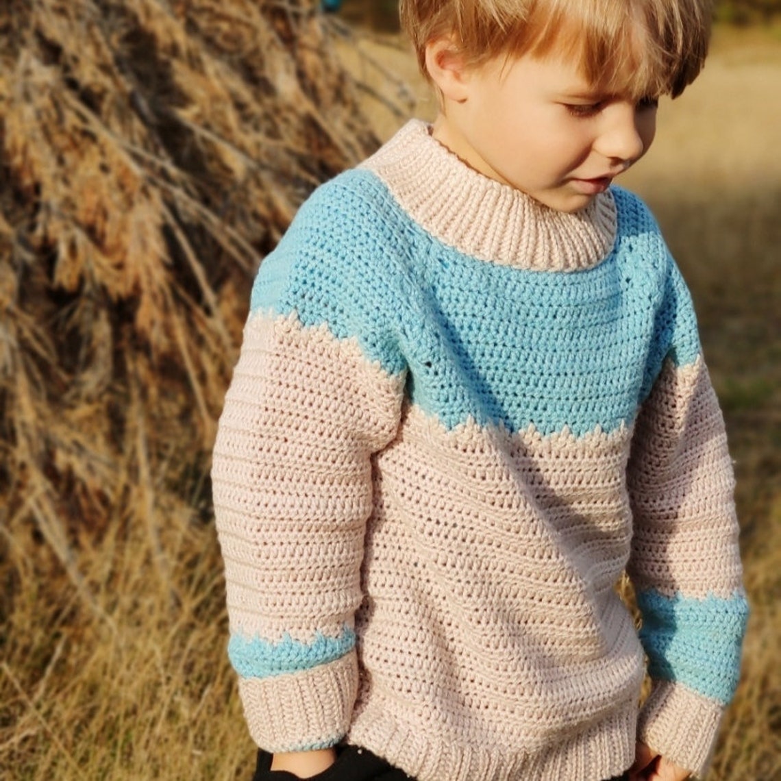 Crochet pattern color block sweater baby boy sweater wool Etsy