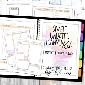 Simple printable planner, perfect for to-do lists, daily schedules, weekly chores, monthly agendas, goal planning, taking notes, and more.