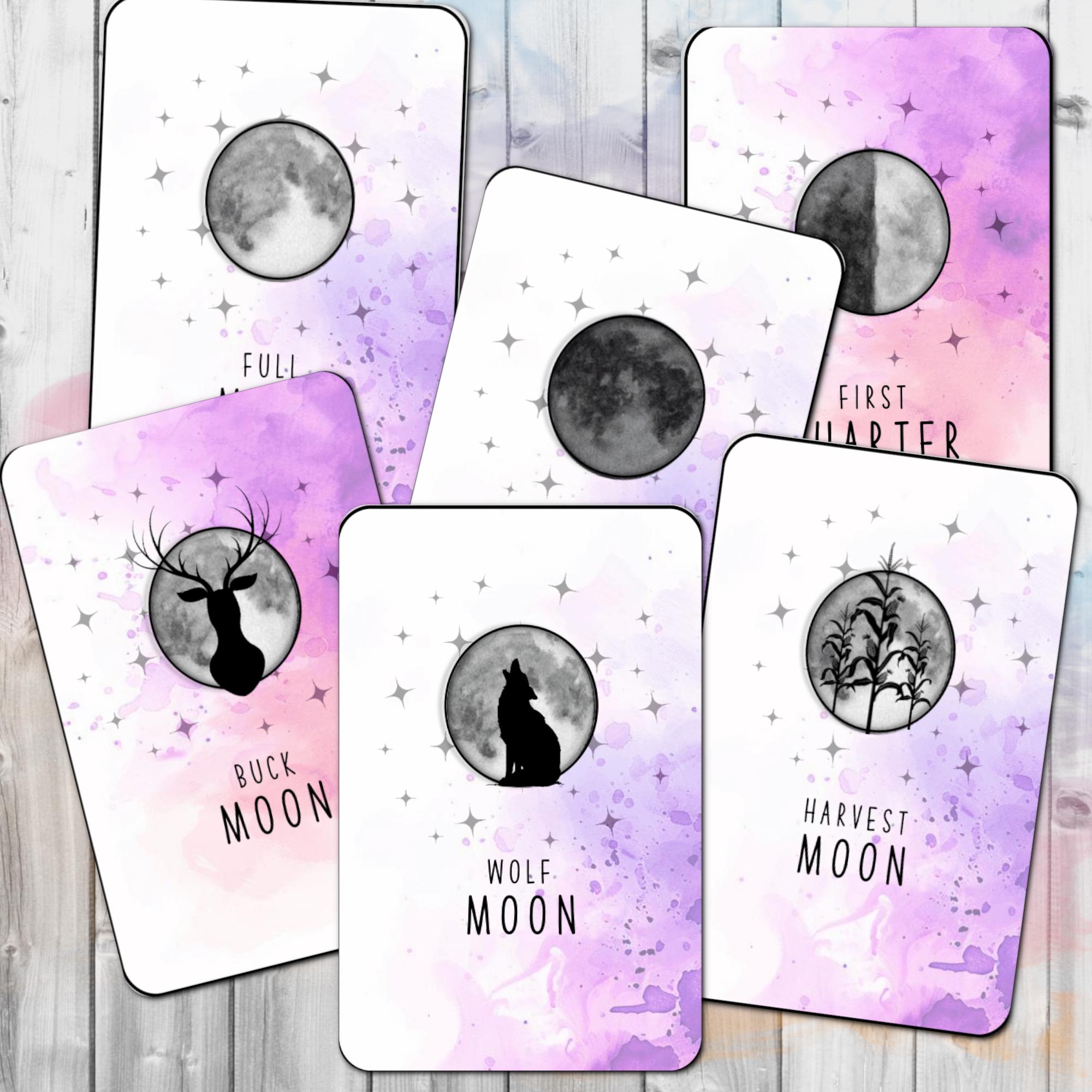 Purple Moon Cards | DIY Journaling Notecards | Moon Phase | Monthly ...