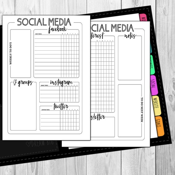 Social Media Weekly Planner Digital Download - Etsy