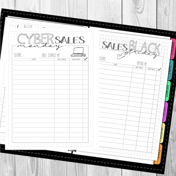 Black Friday/Cyber Monday Printable Planner, Instant Download, Multiple Sizes