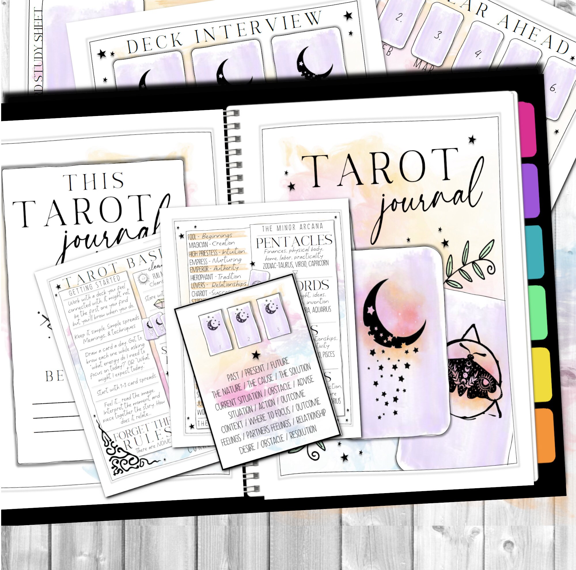 Cahier De Note Page De Garde Galaxy Carnet de tarot Tarots Tarots Cahier de tarot Journal de - Etsy France