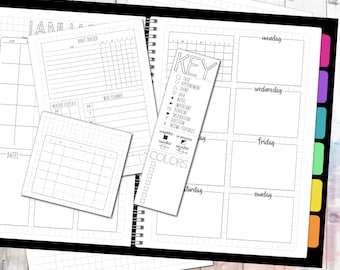 Deluxe Grid Journal Kit | Planner Inserts | Dot Journal | Daily Agenda | Weekly Schedule | Monthly Calendar | Instant Download | PDF