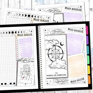 Stemmingstracker | Een jaar in pixels | Afdrukbare jaarlijkse stemmingskaart Mystic Smoke | Stemmingstriggers | Zelfzorg | Journaallogboek | Bullet Journal-pdf
