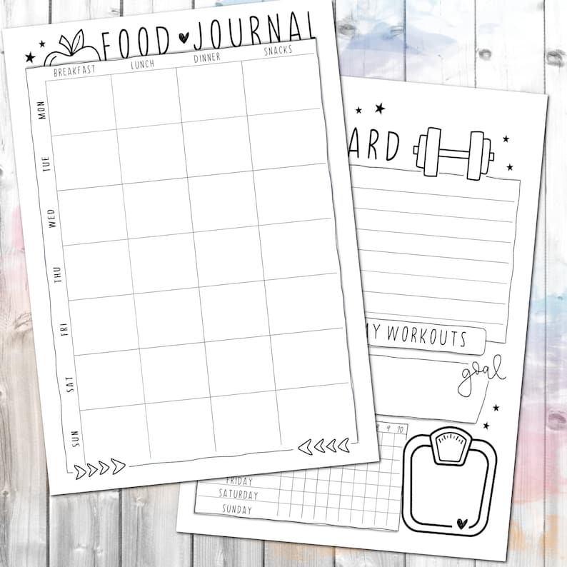Weekly Health and Fitness Planner | Food Journal | Water Tracker | Workout Tracker | Sleep Tracker | Weight Tracker | Weekly Goals | PDF image 3