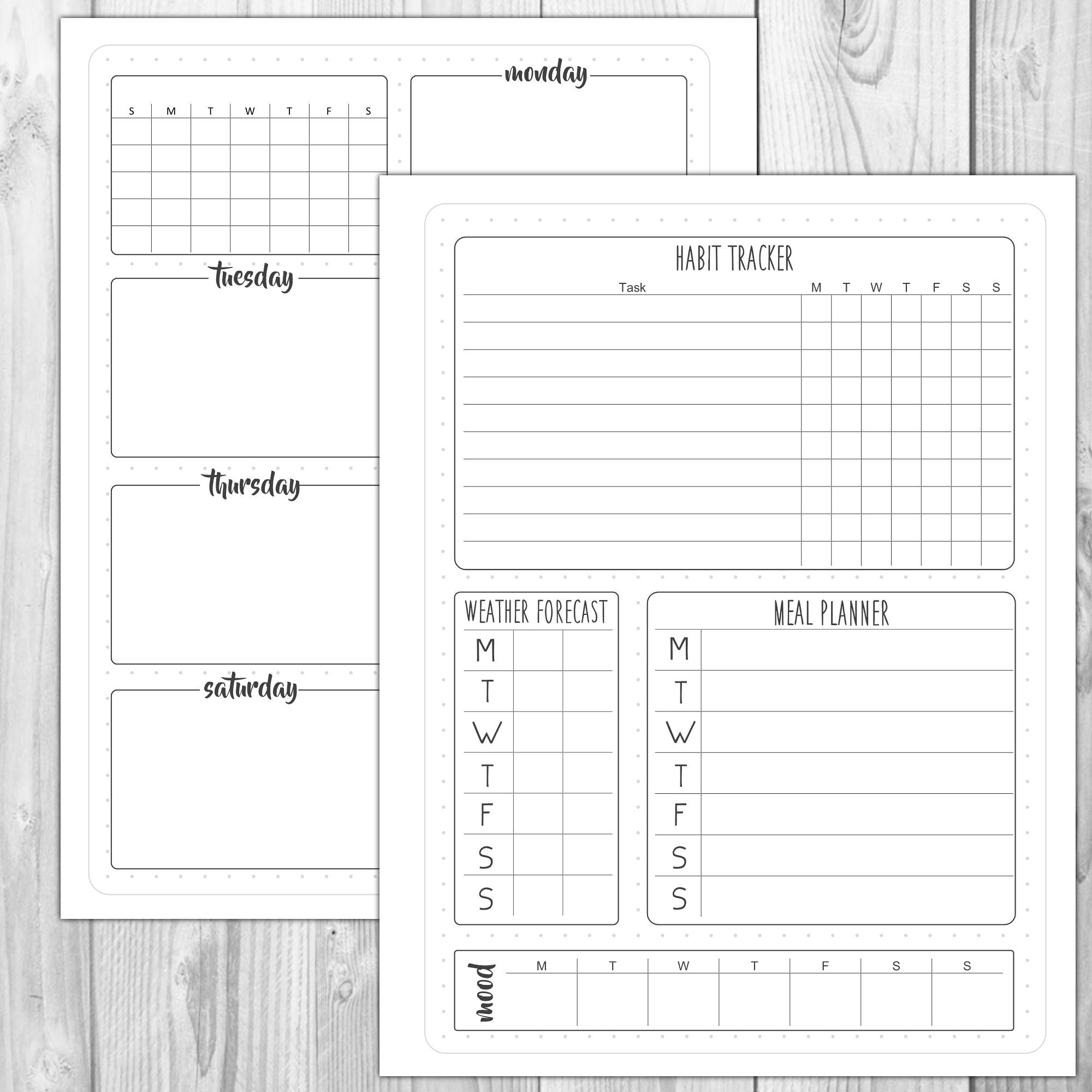 Deluxe Grid Journal Kit Planner Inserts Dot Journal Daily Agenda Weekly  Schedule Monthly Calendar Instant Download PDF 