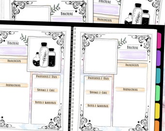 Simplified Tincture Worksheet | Herbology | Herbal Recipe Book | Study Sheets | Worksheets | Grimoire Pages | Book Of Shadows | PDF Download