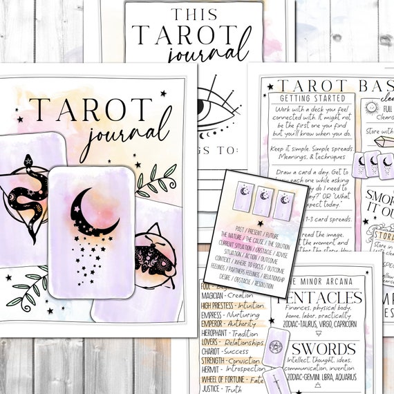 Tarot Journal, DIGITAL Tarot Planner Workbook, Daily Card Reading