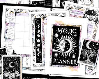 Un-dated Grimoire Planner Kit | Mystic Moon Journal | Sabbat & Ritual Planner | Manifesting | Daily Weekly Monthly | Tarot Journal | PDF