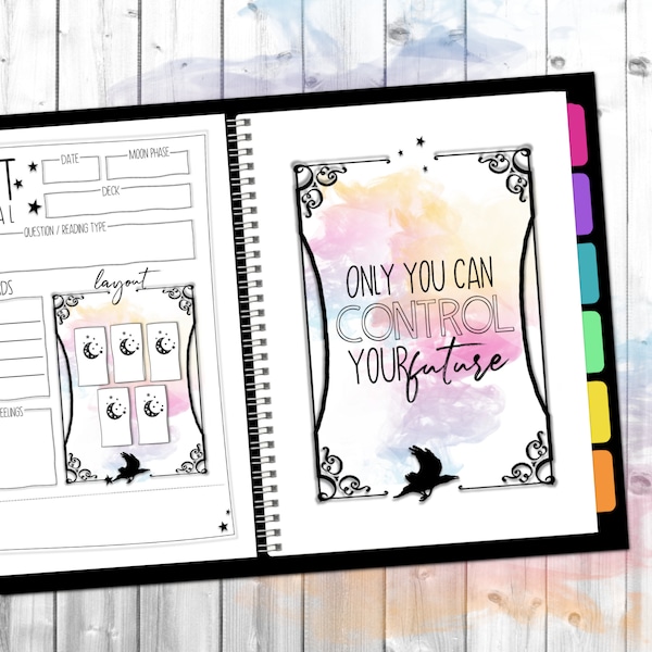 Simple Tarot Journal / Mystic Smoke Grimoire / Printable Planner /  Card reading log/ Intention Tracker / Multiple Layouts / Cheat Sheet