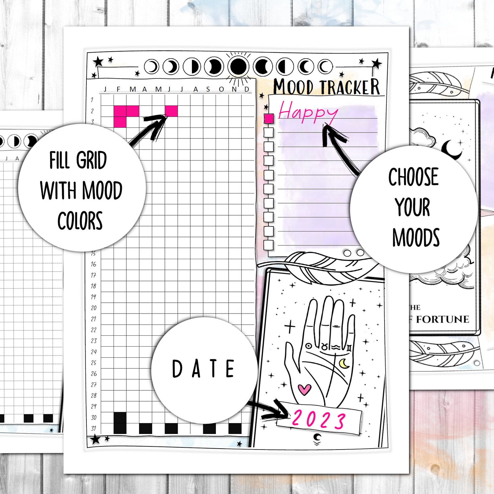 Mood Tracker | A Year in Pixels | Printable Mystic Smoke Yearly Mood ...