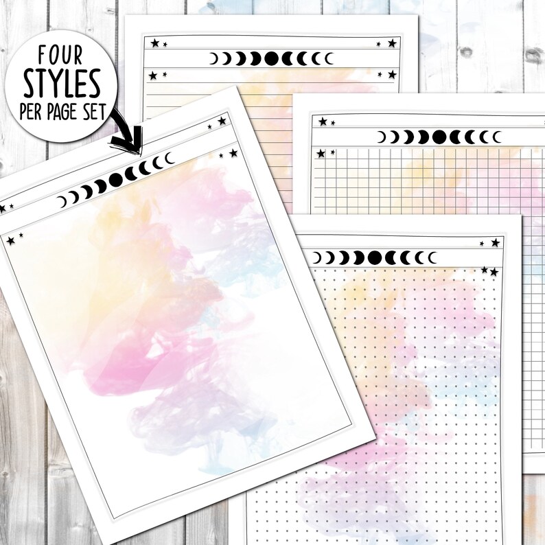 Note Pages Printable | Journal Pages | Notes | Planner Inserts | Moon ...