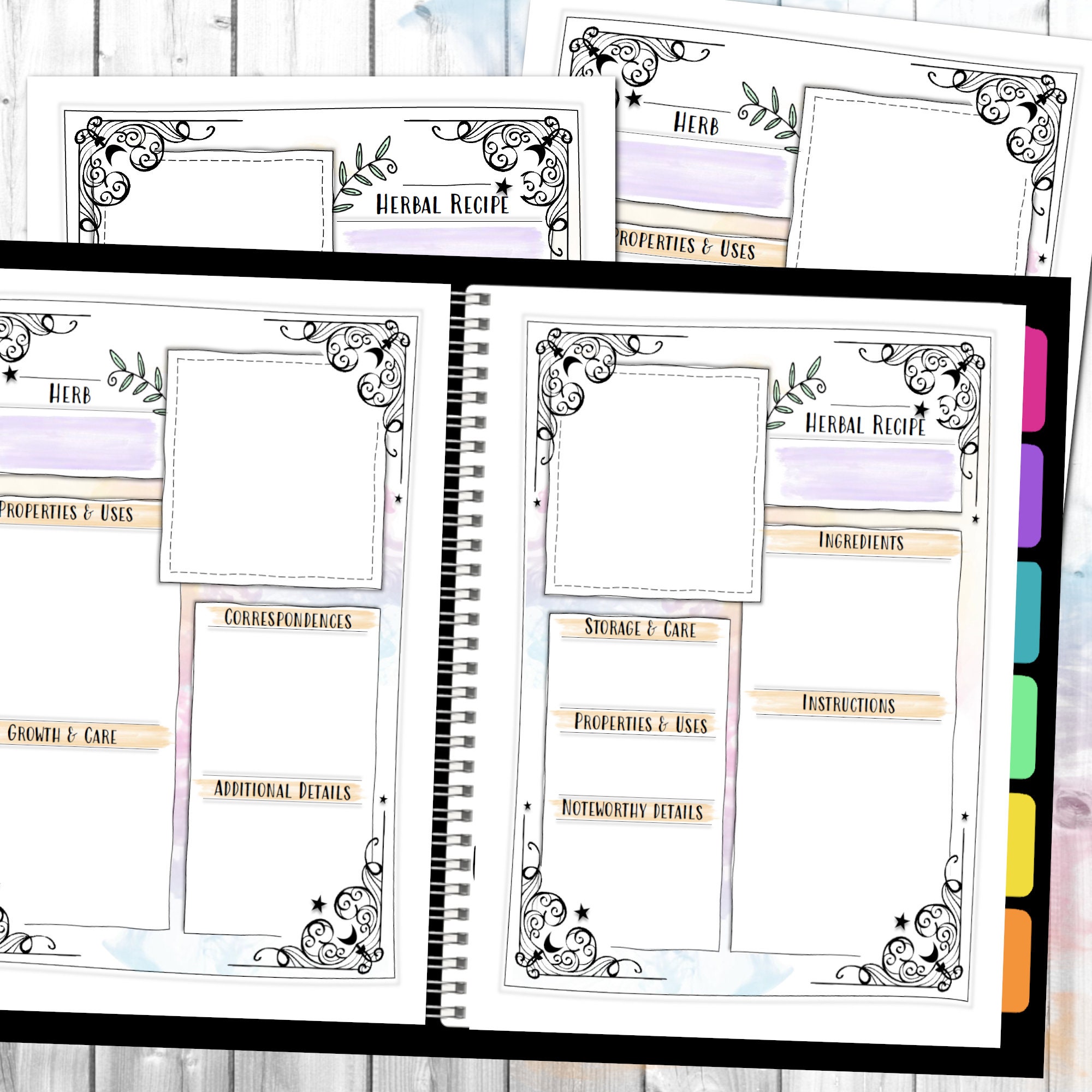 Simplified Herb Worksheet  | Herbology | Herbal Recipe Book | Study Sheets | Worksheets | Grimoire Pages | Book Of Shadows | PDF Download