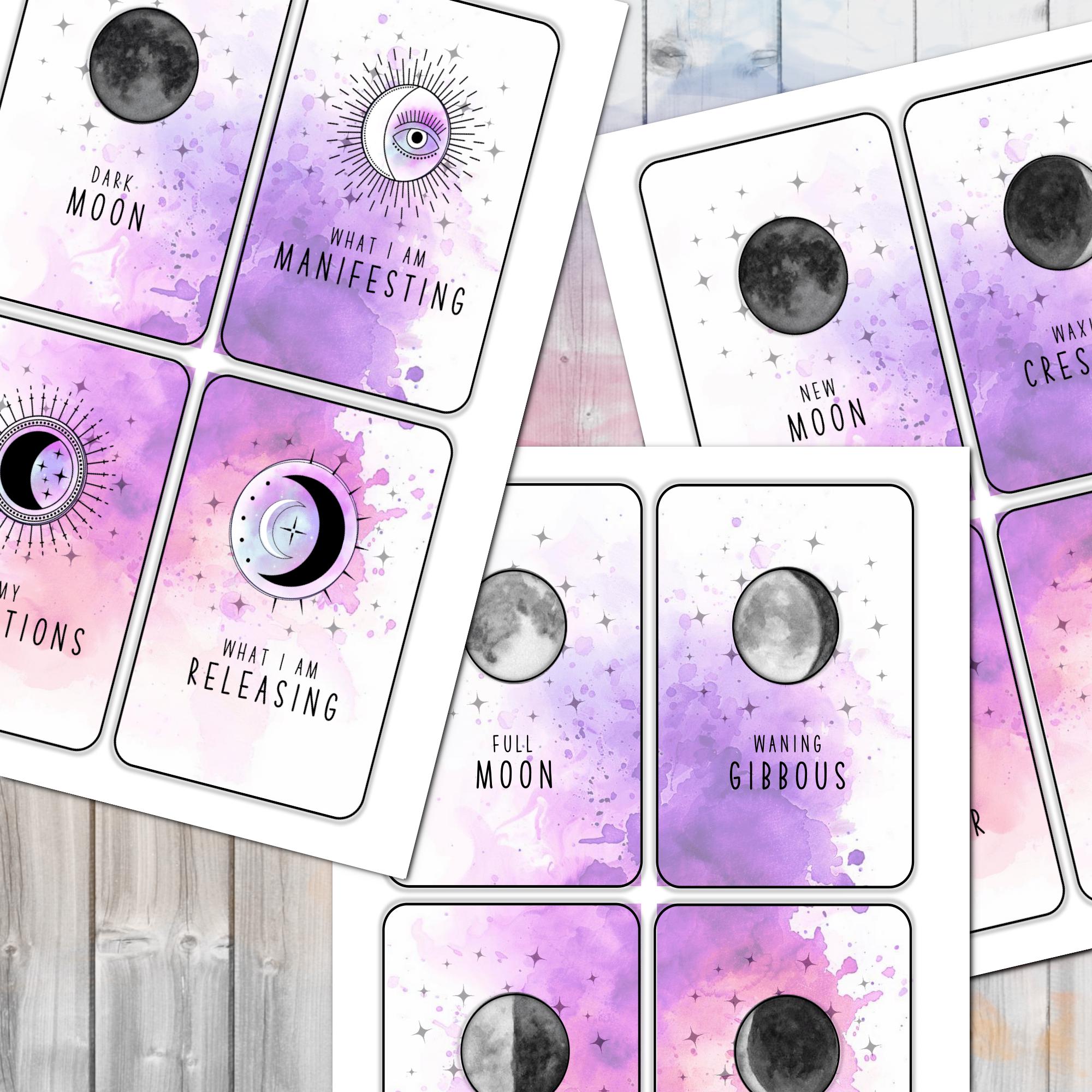 Purple Moon Cards | DIY Journaling Notecards | Moon Phase | Monthly ...