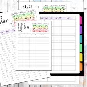Afdrukbaar logboek bloeddruk | Sjabloon voor hoge bloeddruk tracker | Hartslagdagboek | Hypertensiemeter | Medisch logboek | Leestabel | Pdf