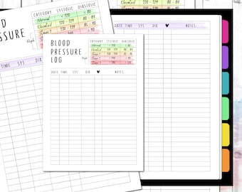 Blood Pressure Printable Log | High BP Tracker Template | Heart Rate Journal | Hypertension Monitor | Medical Log Book | Reading Chart | PDF
