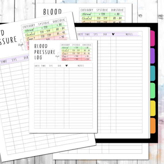 Blood Pressure Printable Log | High BP Tracker Template | Heart Rate Journal | Hypertension Monitor | Medical Log Book | Reading Chart | PDF