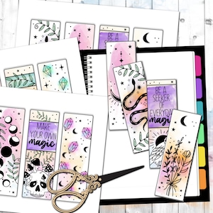 Witchy Bookmarks | Witchcraft Bookmark Set | BOHO | Mystic Smoke Grimoire | Book Of Shadows | Printable | Colorful | PDF Download