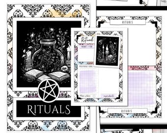 Ritual Planner | Grimoire Style Ritual Journal | DIY Book of Shadows Pages | Magic Rites Ceremony | Witchy Watercolor Gothic | PDF