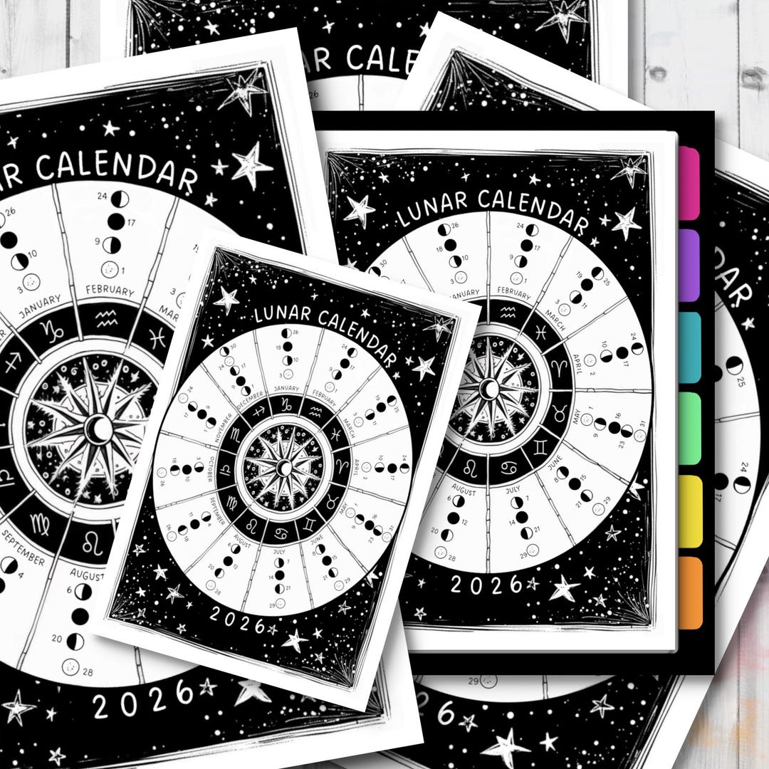 Simple 2026 Lunar Calendar Northern Hemisphere | Moon Phase Cycle ...