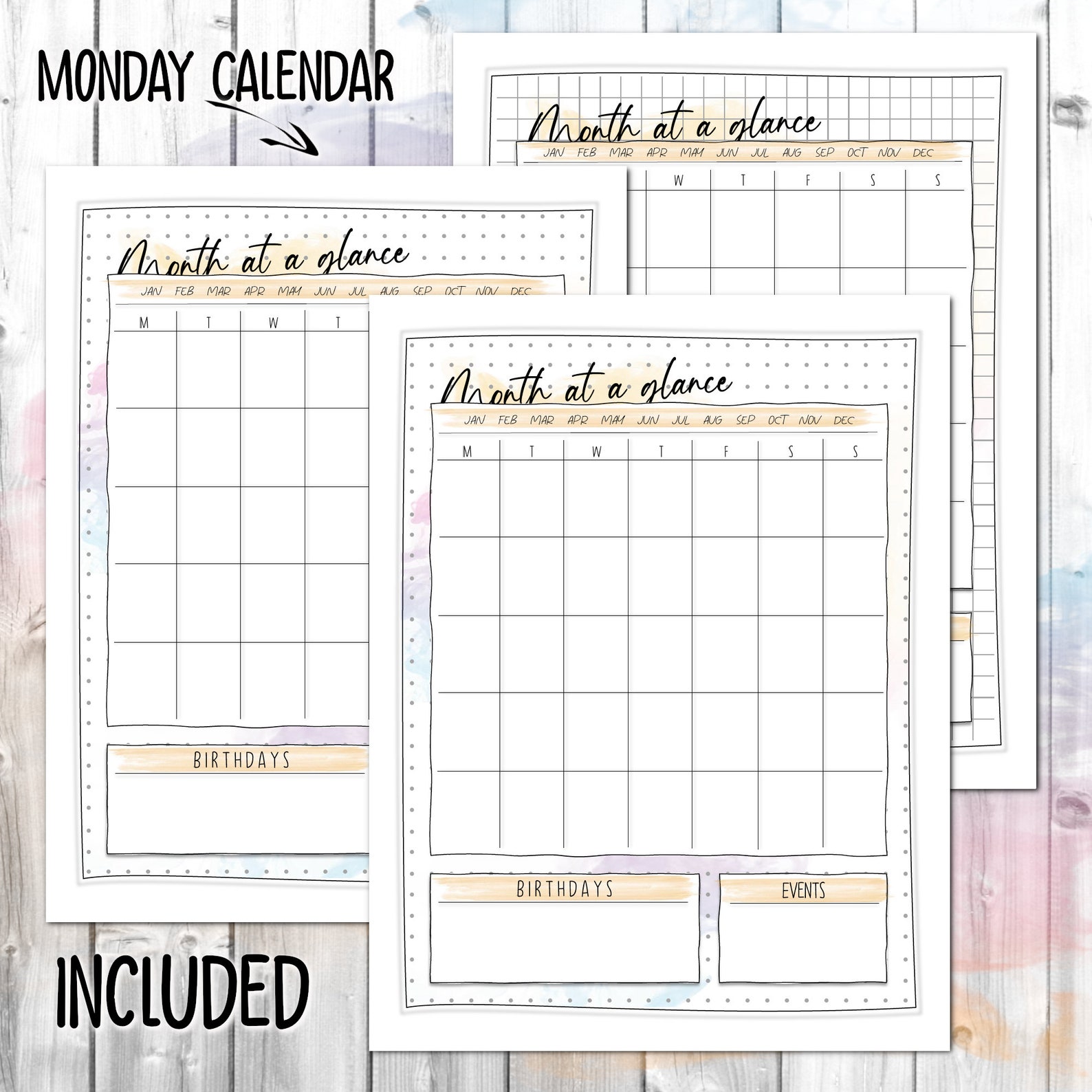 monthly-bullet-journal-style-calendar-undated-sunday-and-etsy