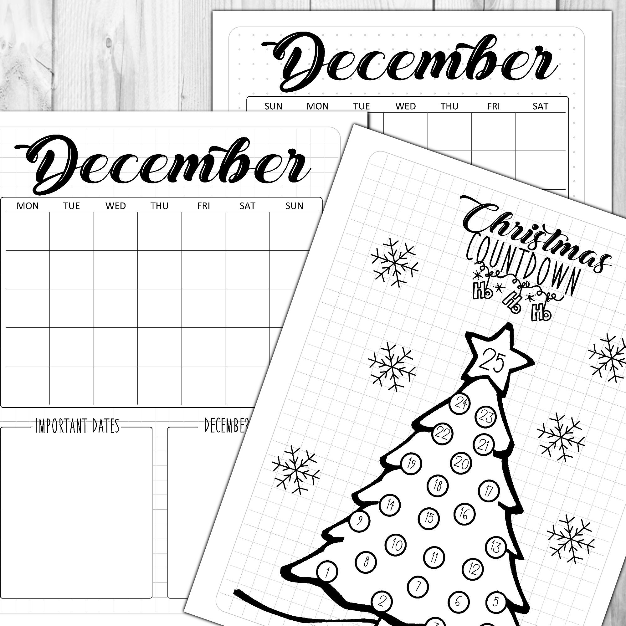 Bullet Journal Christmas Planner Printable Undated Multiple Etsy