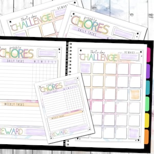 Chore Chart | Weekly To do List | Responsibility Tracker | 30 Day Challenge | Multiple Sizes | Full letter Fillable | Printable | PDF