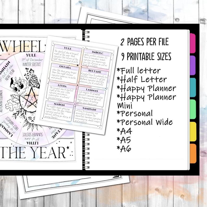 Wheel Of The Year Simple Sabbat Page Pagan Holidays Grimoire Pages Book of Shadows reference sheets Printable PDF image 3