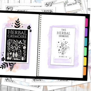Mystic Smoke Herbal Grimoire | DIY Herb Journal for Green Witches | Herbology Study Worksheets | Book of Shadows | Watercolor Printable PDF