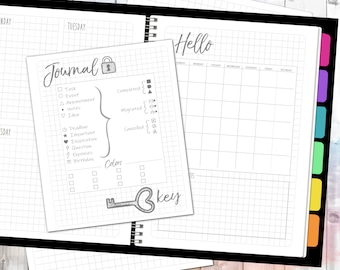 Simple Grid Journal Starter Kit | Planner Inserts | Dot Journal | Daily Agenda | Weekly Schedule | Monthly Calendar | Journal Key | PDF