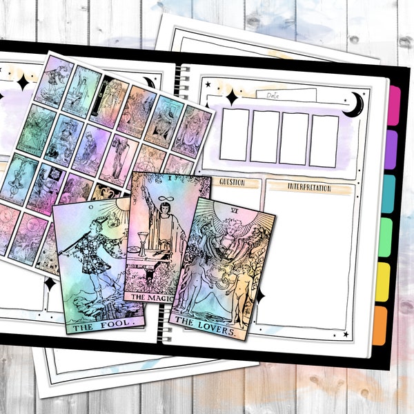 Rider Waite Tarot Cards | Printable Tarot Deck | Tarot Reading Sheets | Tarot Card Stickers | Simple Tarot Journal | Multiple Layouts | PDF