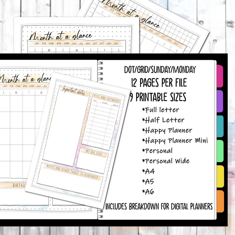 monthly-bullet-journal-style-calendar-undated-sunday-and-etsy
